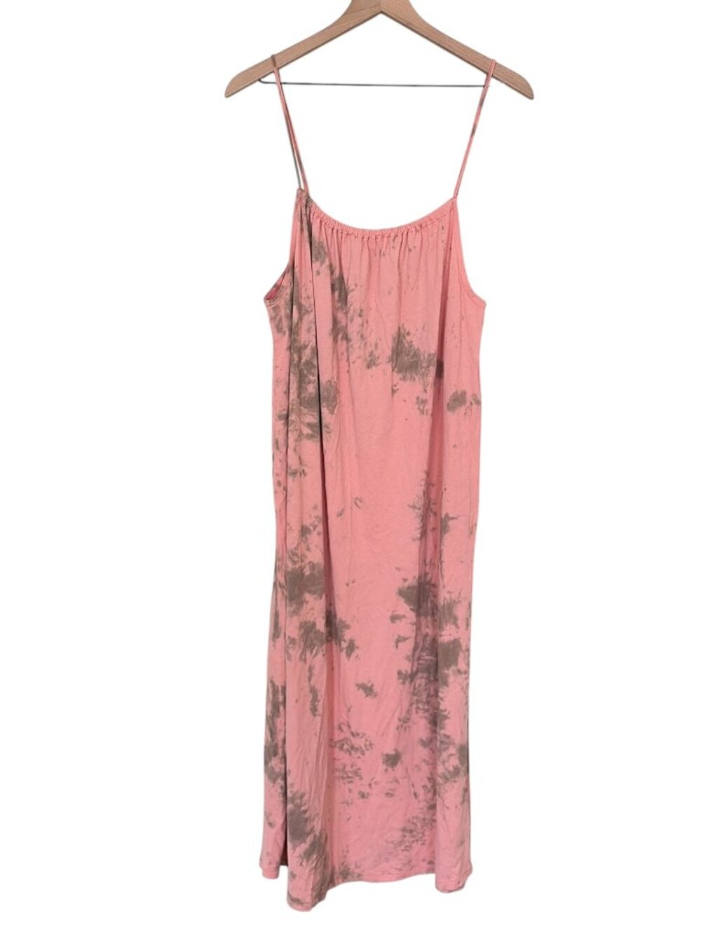 NWT Zara Pink Tan Tie Dye 100% Cotton Midi Dress